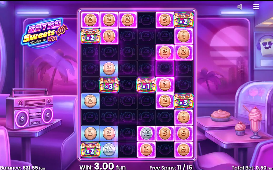 Free Spins efter tre eller fler Wild Candy Symbols